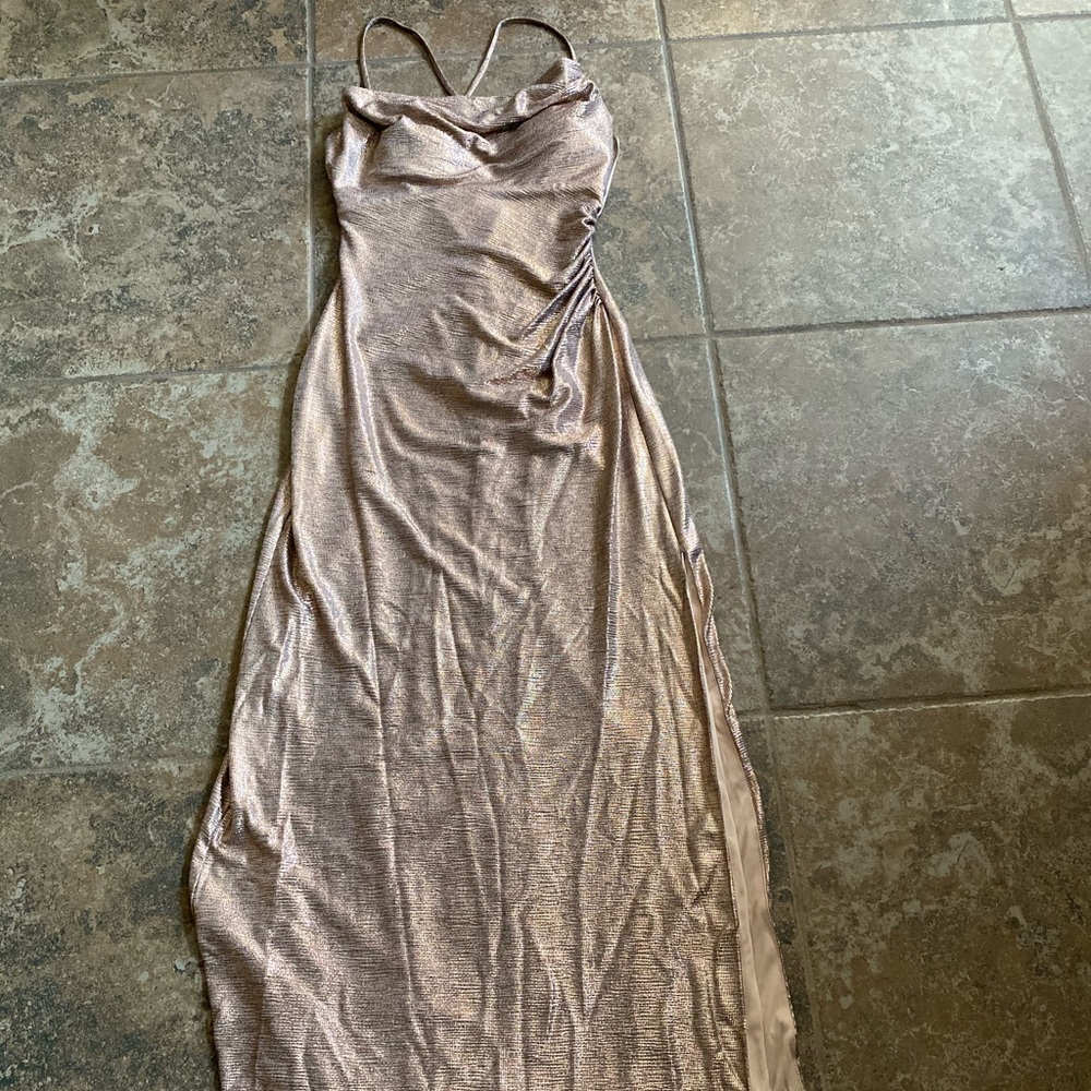 Metallic Rose Gold Prom Long Dress Sz 6
